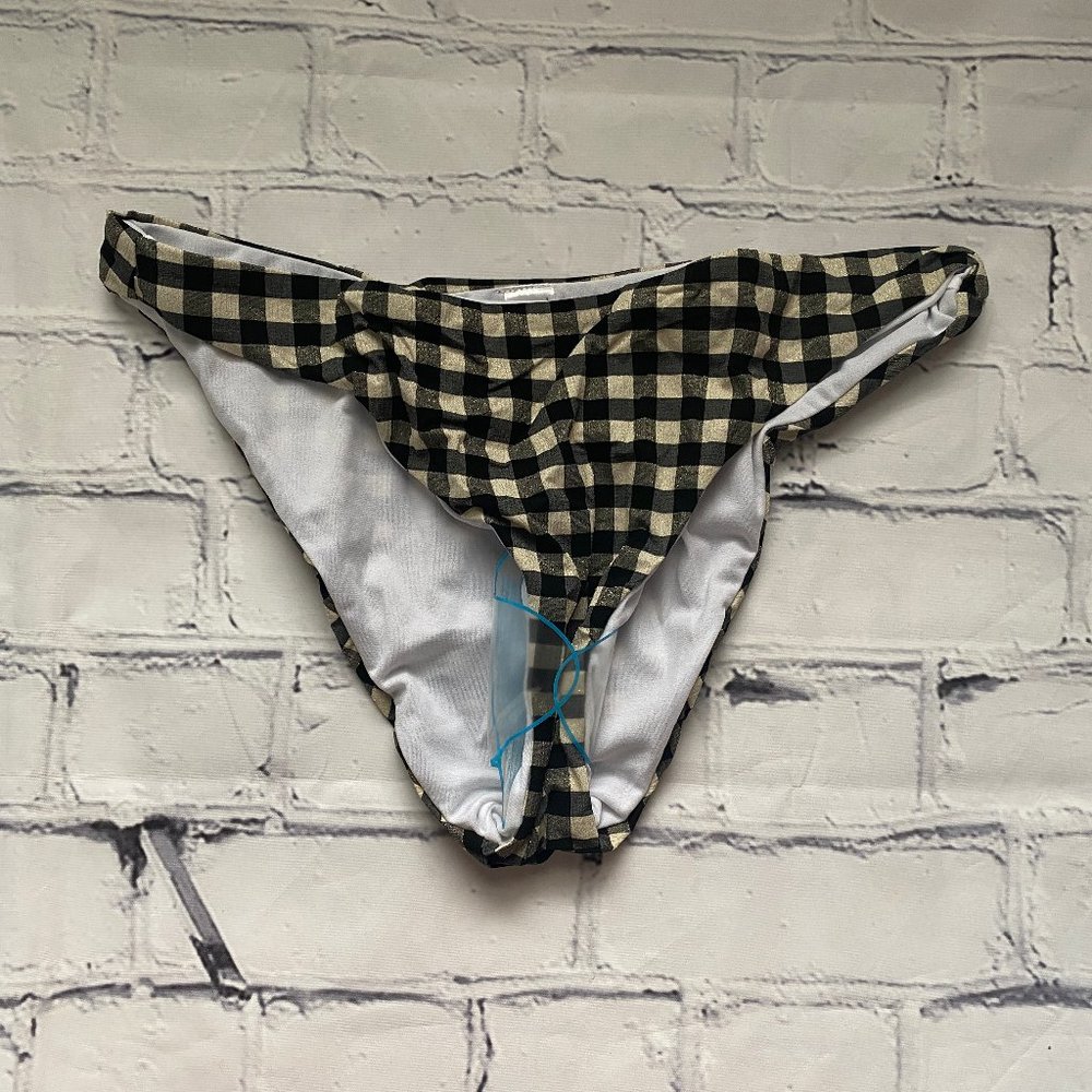 Asos Hipster Bikini Bottom In Mono Gingham